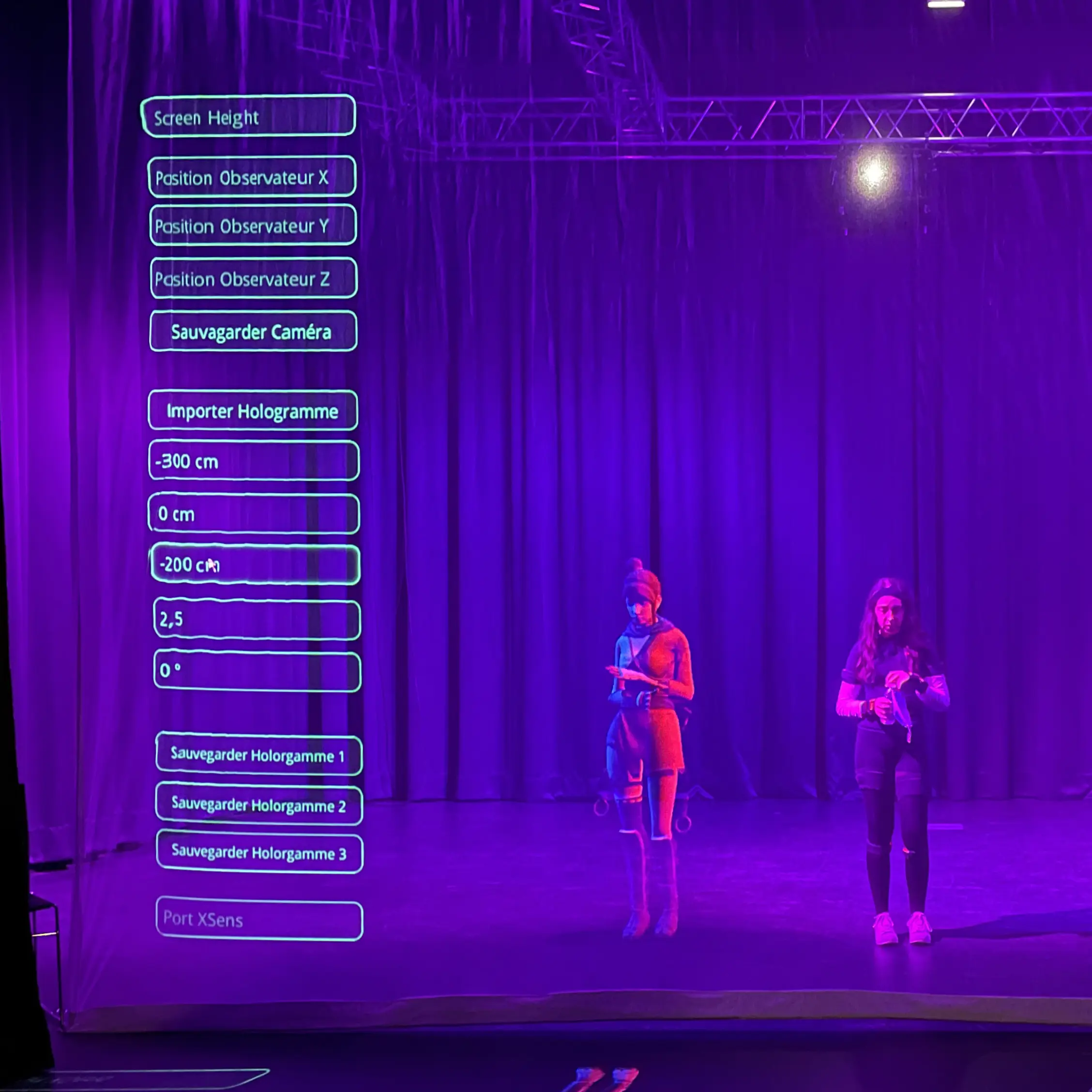 Interface du logiciel de projection flottant dans le vide
