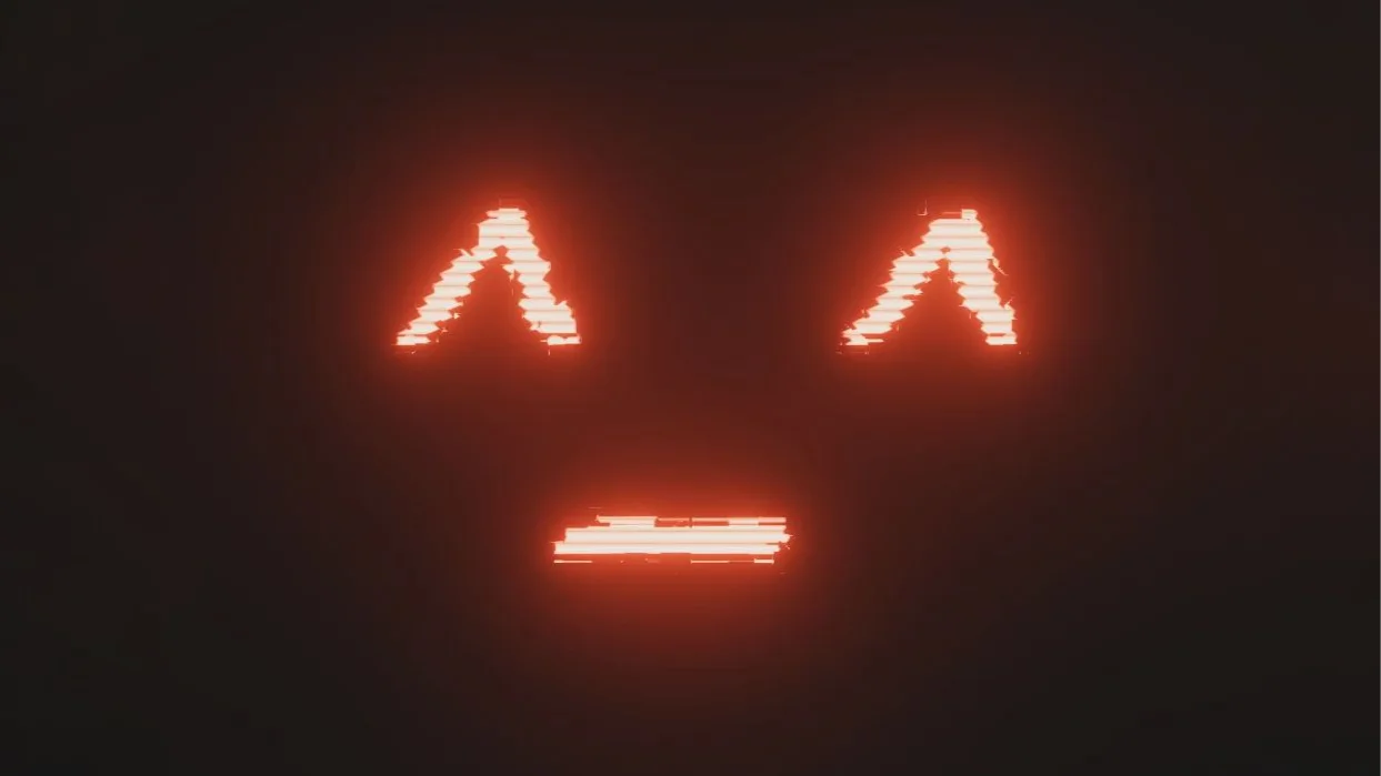 Visage ASCII holographique glitché